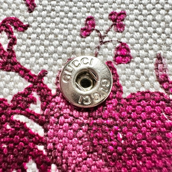 Gucci Floral Pink White & Tan Canvas & Leather Compact Bifold Wallet - Picture 10 of 13